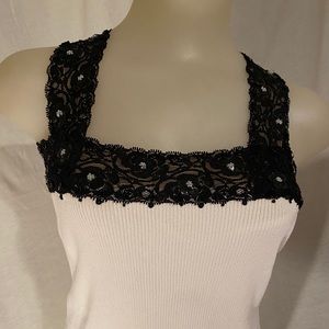 Christine Phillipe Black & Cream Tank Top Size M